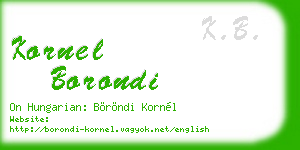 kornel borondi business card